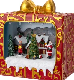 Intratuin Weihnachtsdorf Miniatur Geschenkszene 18,5 x 12,5 x 21,5 cm| Weihnachtshäuschen