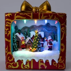 Intratuin Weihnachtsdorf Miniatur Geschenkszene 18,5 x 12,5 x 21,5 cm| Weihnachtshäuschen