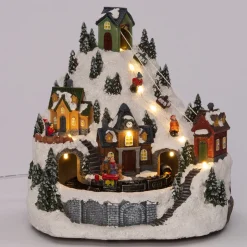 Intratuin Weihnachtsdorf mit Skipiste und Zug 23,5 x 20,8 x 24 cm| Weihnachtshäuschen