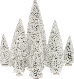 Intratuin Weihnachtsdorf Deko-Tannenbäume mit Schnee weiß 9 St.| Weihnachtsdorf Figuren & Objekte