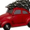 Intratuin Weihnachtsdorf Auto Beetle mit Weihnachtsbaum rot 11 x 5,3 x 7 cm| Weihnachtsdorf Figuren & Objekte