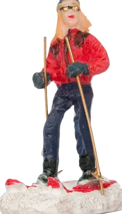 Intratuin Weihnachtsdorf Figur Mädchen mit Ski 4 x 2,2 x 6 cm| Weihnachtsdorf Figuren & Objekte