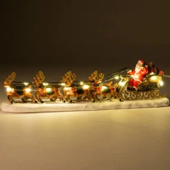 Intratuin Weihnachtsdorf Figur Weihnachtsmann mit Schlitten und Rentieren 23 x 5,5 x 6 cm| Weihnachtsdorf Figuren & Objekte