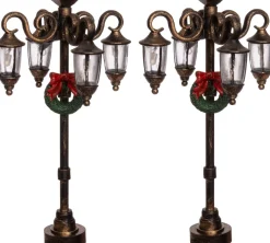 Intratuin Weihnachtsdorf Laterne mit Kranz 5 x 5 x 12 cm 2 St.| Weihnachtsdorf Beleuchtung