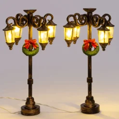 Intratuin Weihnachtsdorf Laterne mit Kranz 5 x 5 x 12 cm 2 St.| Weihnachtsdorf Beleuchtung