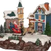 Intratuin Weihnachtsdorf Miniatur mit Weihnachtsmann und Schlitten 19,5 x 14 x 17,5 cm| Weihnachtsdorf Figuren & Objekte