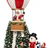 Intratuin Weihnachtsdorf Miniatur Heißluftballon mit Weihnachtsmann 15,5 x 12 x 25 cm| Weihnachtsdorf Figuren & Objekte
