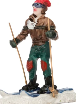 Intratuin Weihnachtsdorf Figur Mädchen mit Ski 4,2 x 2,8 x 6 cm| Weihnachtsdorf Figuren & Objekte