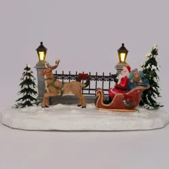 Intratuin Weihnachtsdorf Figur Weihnachtsmann mit Schlitten 20,5 x 11 x 11 cm| Weihnachtsdorf Figuren & Objekte