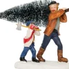Intratuin Weihnachtsdorf Figur Mann mit Kind und Weihnachtsbaum 10,5 x 4,5 x 7 cm| Weihnachtsdorf Figuren & Objekte