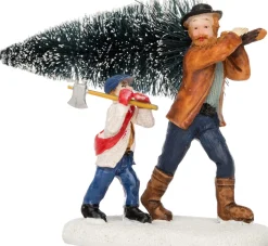 Intratuin Weihnachtsdorf Figur Mann mit Kind und Weihnachtsbaum 10,5 x 4,5 x 7 cm| Weihnachtsdorf Figuren & Objekte