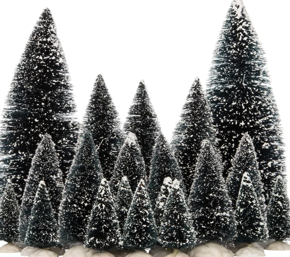 Intratuin Weihnachtsdorf Deko-Tannenbäume mit Schnee 21 St.| Weihnachtsdorf Figuren & Objekte