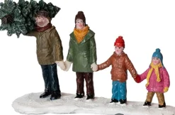 Intratuin Weihnachtsdorf Figur Familie mit Baum 12,8 x 5,5 x 8 cm| Weihnachtsdorf Figuren & Objekte