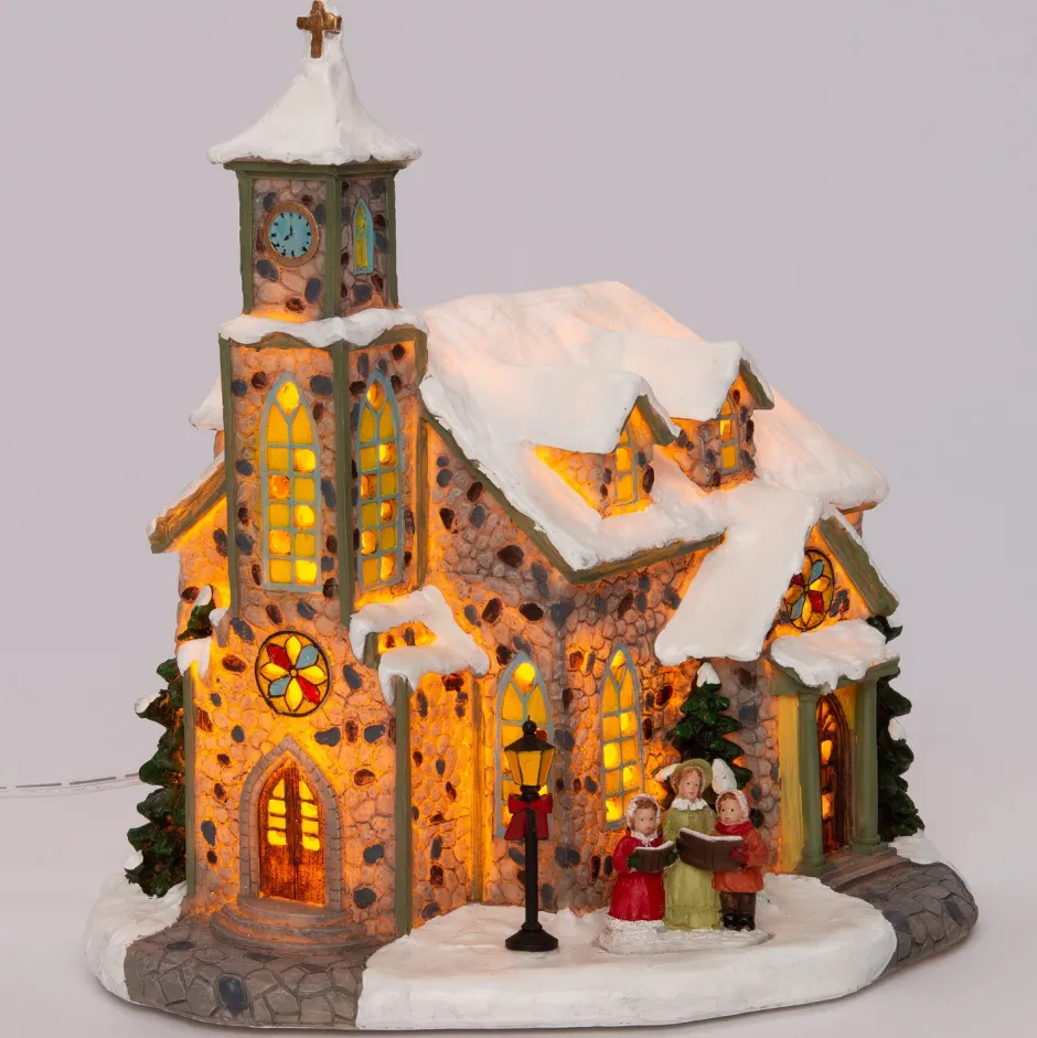 Intratuin Weihnachtshäuschen Kirche mit Chor 24 x 14 x 24,5 cm| Weihnachtshäuschen