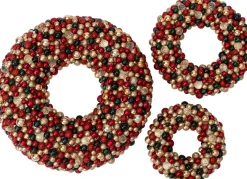 Intratuin Weihnachtskranz Trevi rot / grün / gold D 25 H 6 cm| Weihnachtskränze