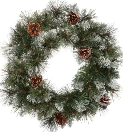 Intratuin Weihnachtskranz beschneit D 45 H 12 cm mit 20 LEDs warmweiß| Weihnachtskränze