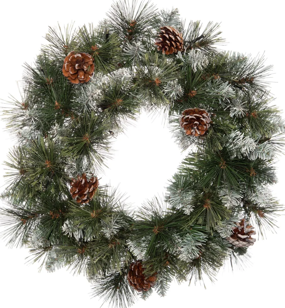 Intratuin Weihnachtskranz beschneit D 45 H 12 cm mit 20 LEDs warmweiß| Weihnachtskränze