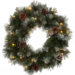 Intratuin Weihnachtskranz beschneit D 45 H 12 cm mit 20 LEDs warmweiß| Weihnachtskränze