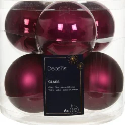 Intratuin Weihnachtskugeln dunkelrosa matt und glänzend D 8 cm 6 St.| Weihnachtskugeln & -Anhänger