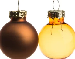 Intratuin Weihnachtskugeln braun / gelb matt und transparent D 2,5 cm 24 St.| Weihnachtskugeln & -Anhänger