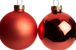 Intratuin Weihnachtskugeln orangerot matt und glänzend D 8 cm 6 St.| Weihnachtskugeln & -Anhänger