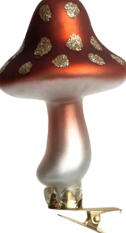 Intratuin Weihnachtsschmuck Pilz mit Clip rot / weiß D 5,7 H 10 cm| Weihnachtskugeln & -Anhänger