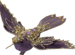 Intratuin Weihnachtsschmuck Vogel mit Clip lila 20 x 6 x 21 cm| Weihnachtskugeln & -Anhänger