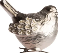 Intratuin Weihnachtsschmuck Vogel mit Clip silber H 7,5 cm| Weihnachtskugeln & -Anhänger