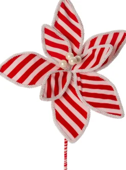Intratuin Weihnachtsstecker Candyline Blume mit Streifen rot / weiß 25 x 25 x 35 cm| Weihnachtszweige & -Blumen