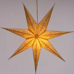 Intratuin Weihnachtsstern Djema gold mit Beleuchtung D 75 H 14 cm| Weihnachtssterne
