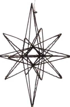 Intratuin Weihnachtsstern Nala schwarz beleuchtet mit 25 LEDs warmweiß D 21 H 25 cm| Weihnachtsdeko Zum Aufhängen|Weihnachtssterne
