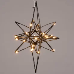 Intratuin Weihnachtsstern Nala schwarz beleuchtet mit 25 LEDs warmweiß D 21 H 25 cm| Weihnachtsdeko Zum Aufhängen|Weihnachtssterne