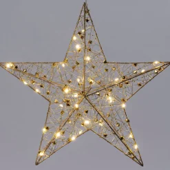 Intratuin Weihnachtsstern Helmia gold mit Beleuchtung D 30 H 7 cm| Weihnachtssterne