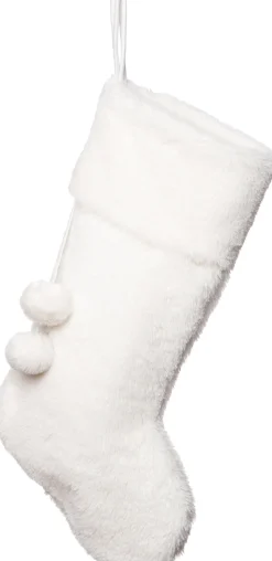 Intratuin Weihnachtsstrumpf Fluffy weiß 49 x 27 x 1,5 cm| Weihnachtsdeko Zum Aufhängen