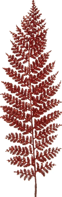 Intratuin Weihnachtszweig Farnblatt mit Glitzer rot 67 cm| Weihnachtszweige & -Blumen