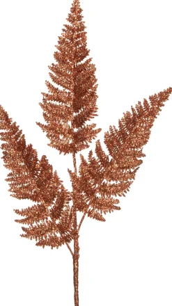 Intratuin Weihnachtszweig Farnblatt mit Glitzer orange 63 cm| Weihnachtszweige & -Blumen