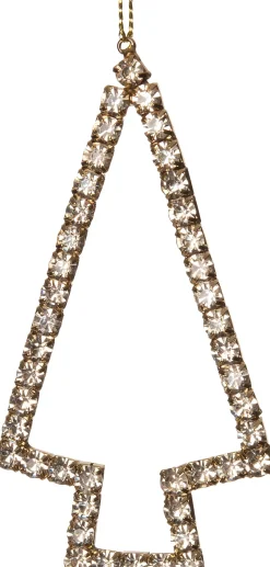 Intratuin Weihnchtsbaumschmuck Baum mit Glitzersteinen 6 x 11 x 0,5 cm gold| Weihnachtskugeln & -Anhänger