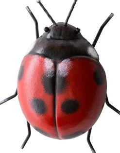 Intratuin Wetterfestes Bild Marienkäfer rot / schwarz 16 x 14 x 6,5 cm| Gartenzwerge & -Figuren