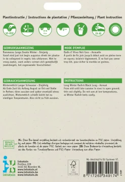 Intratuin Winterrettich (Raphanus sativus 'Langer Schwarzer') Samen| Gemüsesamen|Saatgut