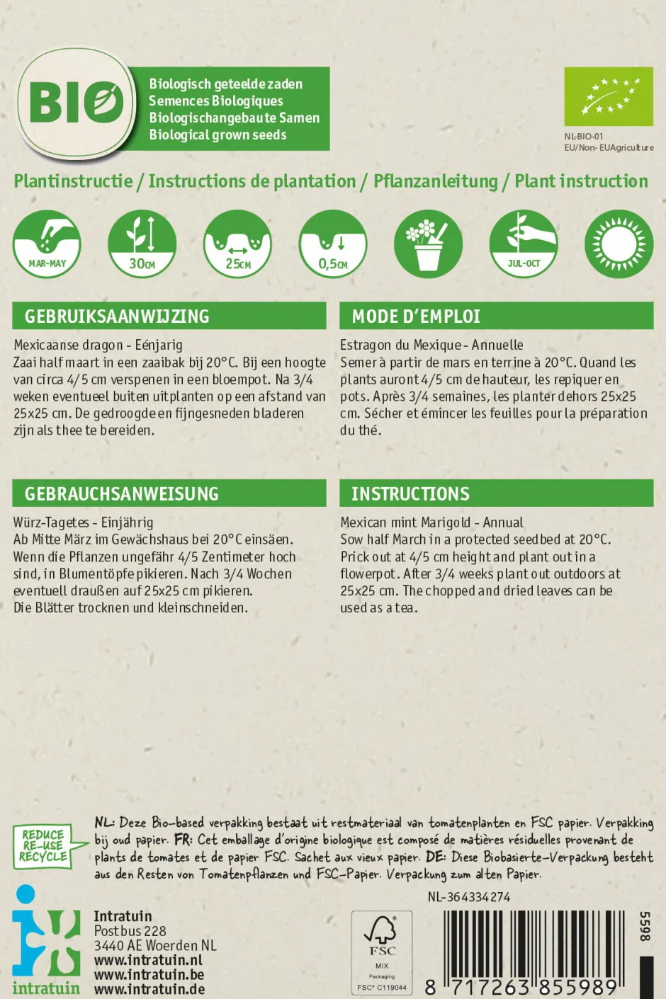 Intratuin Würz-Tagetes (Tagetes lucida) (BIO) Samen| Kräutersamen|Saatgut