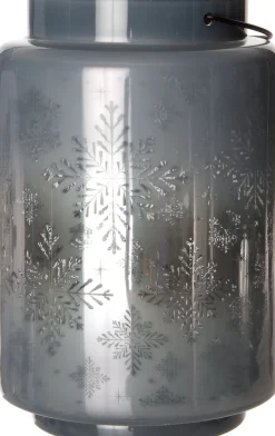 Intratuin  Laterne Schneeflocke blau beleuchtet mit LED warmweiß D 12,2 H 16,7 cm| Laternen & Windlichter