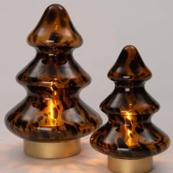 Intratuin  Tischleuchte Weihnachtsbaum braun warmweiß D 13,7 H 21,5 cm| Weihnachtsfiguren & -Objekte