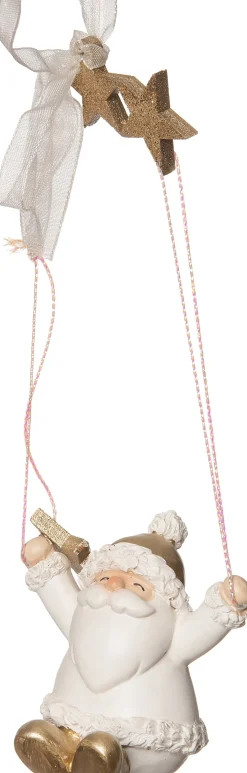 Intratuin  Weihnachtsbaumschmuck Weihnachtsmann mit Stern gold/weiß 6 x 5 x 11 cm| Weihnachtskugeln & -Anhänger