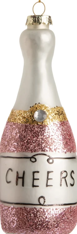 Intratuin  Weihnachtsbaumschmuck Champagnerflasche rosa D 5 H 13,5 cm| Weihnachtskugeln & -Anhänger