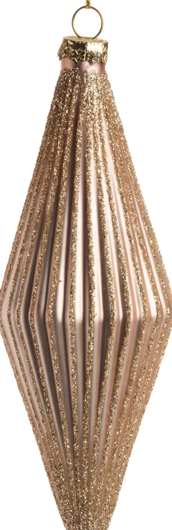Intratuin  Weihnachtsbaumschmuck Tropfen Peri rosa / gold D 5 H 13,5 cm| Weihnachtskugeln & -Anhänger