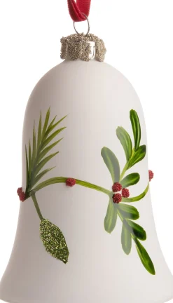 Intratuin  Weihnachtsbaumschmuck Glocke weiß / grün D 7 H 9 cm| Weihnachtskugeln & -Anhänger