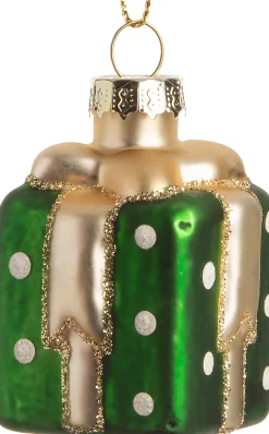 Intratuin  Weihnachtsbaumschmuck Geschenk grün / gold 3,5 x 3,5 x 5,5 cm| Weihnachtskugeln & -Anhänger