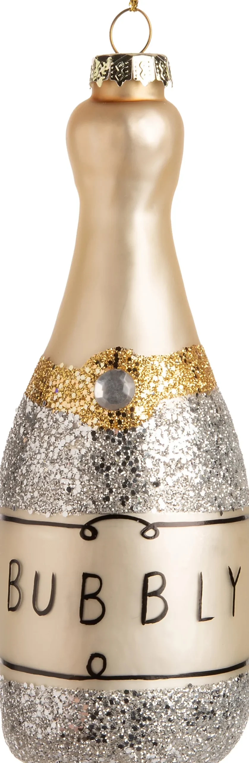 Intratuin Weihnachtsbaumschmuck Champagnerflasche silber D 5 H 13,5 cm| Weihnachtskugeln & -Anhänger