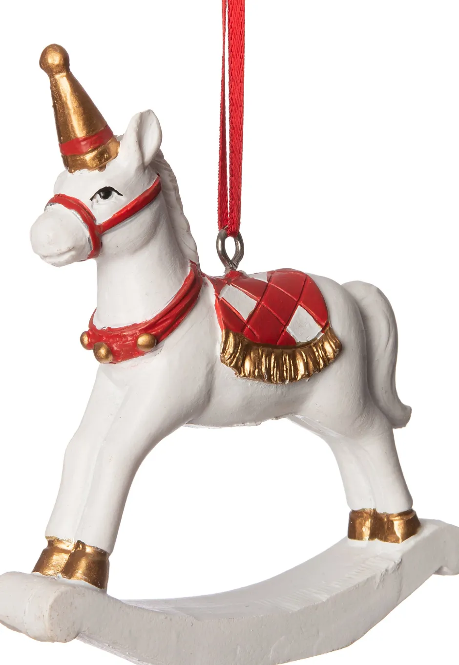 Intratuin Weihnachtsbaumschmuck Schaukelpferd weiß 6,5 x 3 x 9 cm| Weihnachtskugeln & -Anhänger