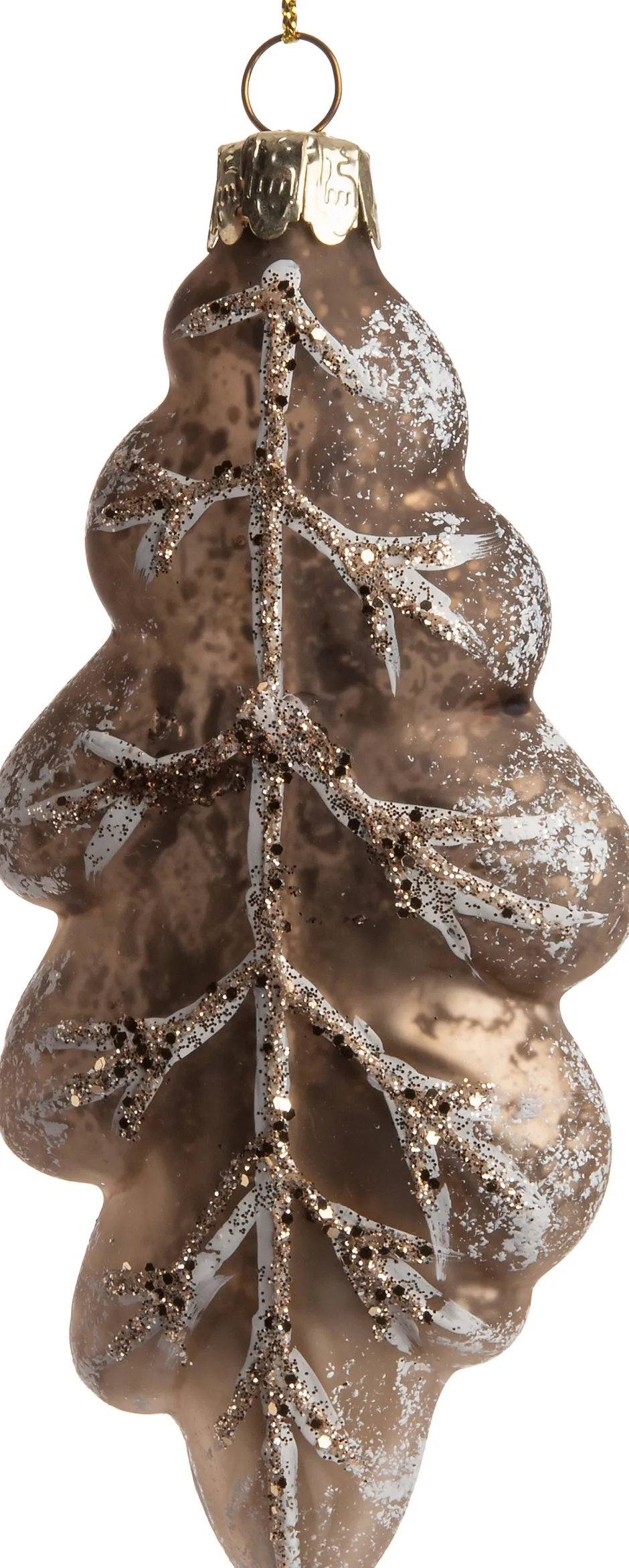 Intratuin Weihnachtsbaumschmuck Blatt kupfer 6 x 2,5 x 12 cm| Weihnachtskugeln & -Anhänger